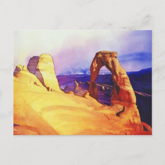 waterverf "Delicate Arch"-woestijnscène Briefkaart (Voorkant)