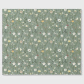 Waterverf Delicate Bloemen Bladgroen Bladjespatroo Cadeaupapier (Vlak)