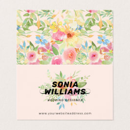 Waterverf delicate bloemen bouquet visitekaartje