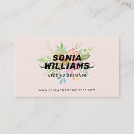 Waterverf delicate bloemen bouquet visitekaartje