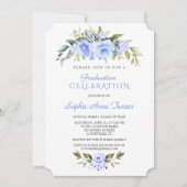Waterverf Delicate Blue Floral Graduation Party Kaart (Voorkant)