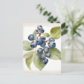 Waterverf delicate bosbessen briefkaart (Staand voorkant)