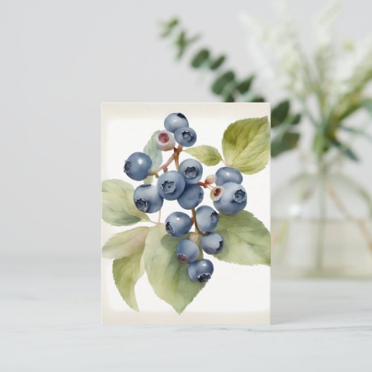 Waterverf delicate bosbessen briefkaart (Staand voorkant)