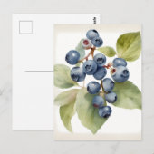 Waterverf delicate bosbessen briefkaart (Voorkant / Achterkant)