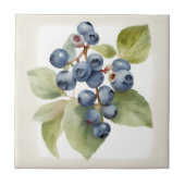 Waterverf delicate bosbessen tegeltje (Voorkant)