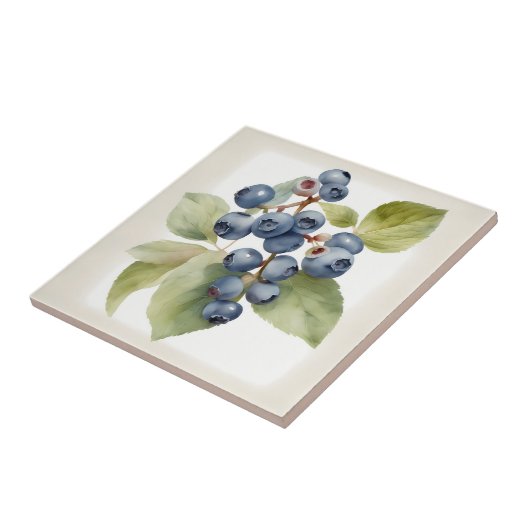 Waterverf delicate bosbessen tegeltje (Zijkant)