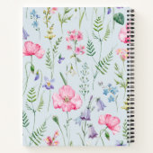 Waterverf Delicate Flowers Foliage Pattern Blue Notitieboek (Achterkant)