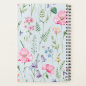 Waterverf Delicate Flowers Foliage Pattern Blue Planner (Achterkant)