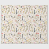 Waterverf Delicate Flowers Foliage Pattern Cream Cadeaupapier (Vlak)