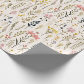 Waterverf Delicate Flowers Foliage Pattern Cream Cadeaupapier (Hoek)