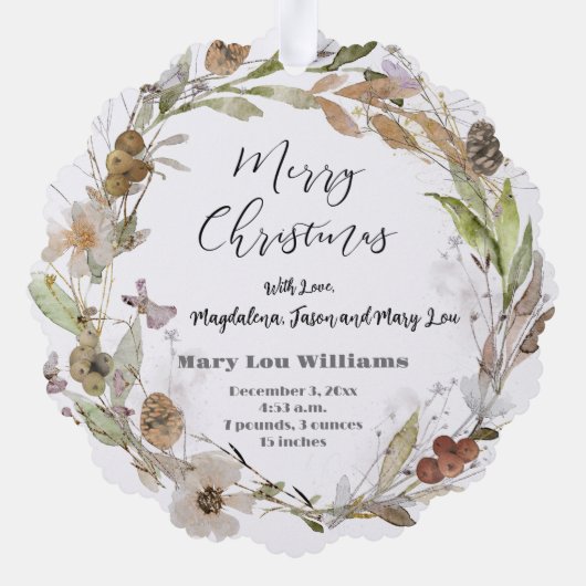 waterverf delicate herfst krans nieuwe baby ornament kaart (Achterkant)