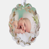 waterverf delicate herfst krans nieuwe baby ornament kaart (Links)