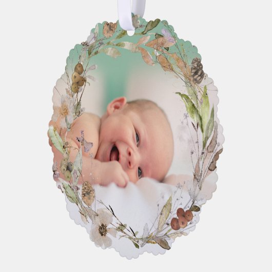 waterverf delicate herfst krans nieuwe baby ornament kaart (Links)