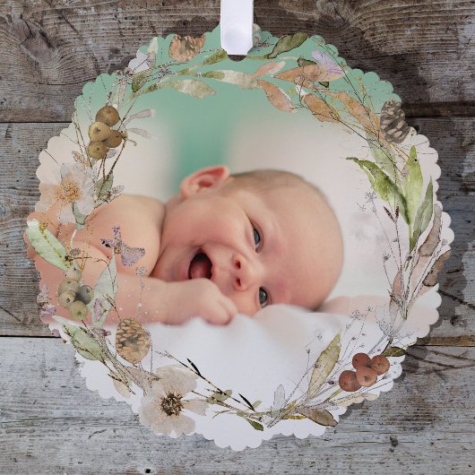 waterverf delicate herfst krans nieuwe baby ornament kaart