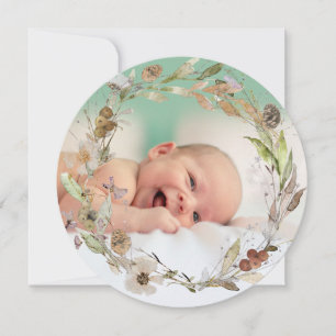 waterverf delicate herfstkrans nieuwe baby feestdagenkaart