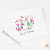 Waterverf delicate paasrabbyt en ei ronde sticker (Envelop)
