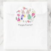 Waterverf delicate paasrabbyt en ei ronde sticker (Tas)