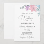 Waterverf delicate pastel botanic Floral bruiloft Kaart (Voorkant / Achterkant)