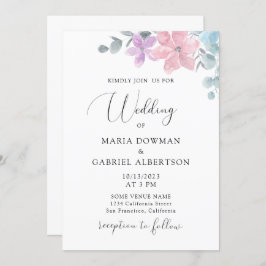 Waterverf delicate pastel botanic Floral bruiloft Kaart