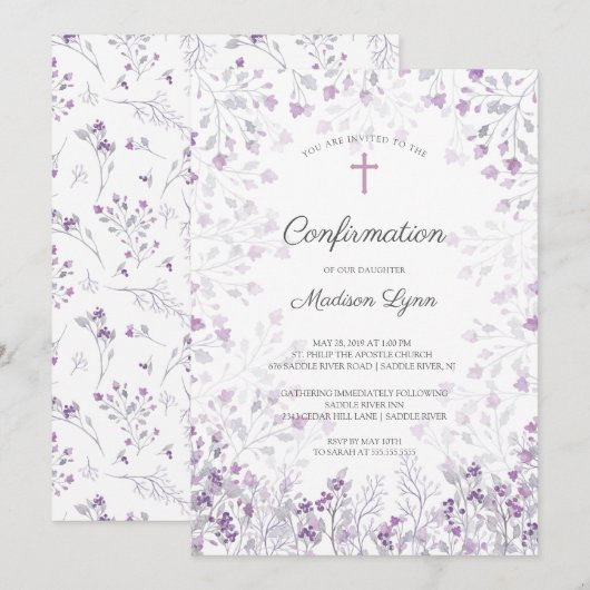 Waterverf Delicate Purple Flowers bevestiging Kaart (Voorkant / Achterkant)