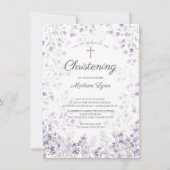 Waterverf Delicate Purple Flowers Christening Kaart (Voorkant)