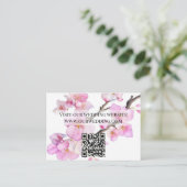 Waterverf delicate roze bloemen QR bruiloft Informatiekaartje (Staand voorkant)