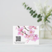 Waterverf delicate roze bloemenlente bloesems QR Informatiekaartje (Staand voorkant)
