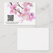 Waterverf delicate roze bloemenlente bloesems QR Informatiekaartje (Voorkant / Achterkant)