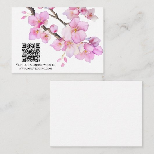 Waterverf delicate roze bloemenlente bloesems QR Informatiekaartje (Voorkant / Achterkant)