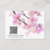 Waterverf delicate roze bloemenlente bloesems QR Informatiekaartje (Voorkant)
