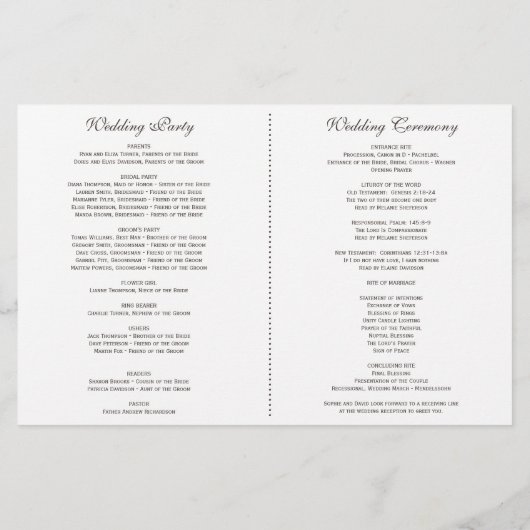 Waterverf Delicate White Flowers Wedding Programme (Achterkant)