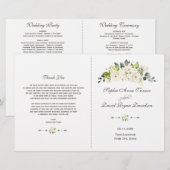 Waterverf Delicate White Flowers Wedding Programme (Voorkant / Achterkant)