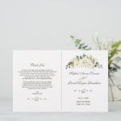 Waterverf Delicate White Flowers Wedding Programme (Staand voorkant)
