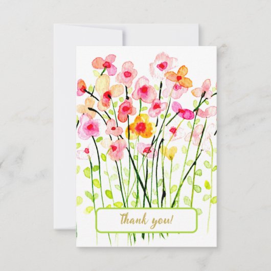 Waterverf delicate wilde bloemen. Met vriendelijke Bedankkaart (Voorkant)