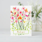 Waterverf delicate wilde bloemen. Met vriendelijke Bedankkaart (Staand voorkant)