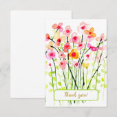 Waterverf delicate wilde bloemen. Met vriendelijke Bedankkaart (Voorkant / Achterkant)