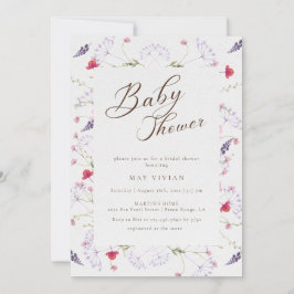 Waterverf Delicate Wildflower Baby shower Kaart