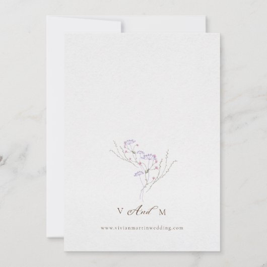 Waterverf Delicate Wildflower Kalligrafie Bruiloft Kaart (Achterkant)