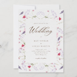 Waterverf Delicate Wildflower Kalligrafie Bruiloft Kaart