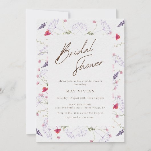 Waterverf Delicate Wildflower Vrijgezellenfeest Kaart (Voorkant)