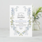 Waterverf Delphinium blauw bloemen baby shower Kaart (Staand voorkant)