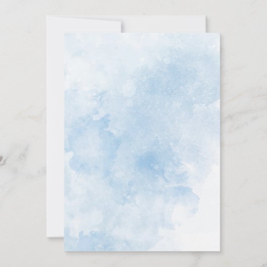 Waterverf Delphinium blauw bloemen baby shower Kaart (Achterkant)