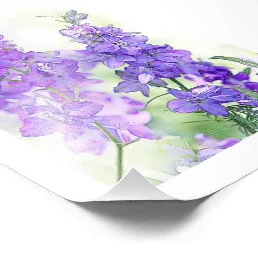 Waterverf Delphiniums Foto Afdruk (Hoek)