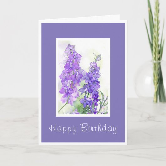 Waterverf Delphiniums Kaart (Voorkant)