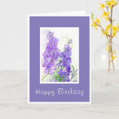 Waterverf Delphiniums Kaart (Gele Bloem)