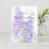 Waterverf Delphiniums Uitnodiging (Staand voorkant)