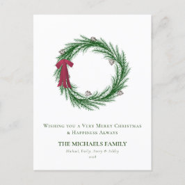 Waterverf Denn en Denneappels Kerstvakantie  Feestdagenkaart