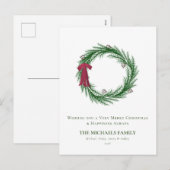 Waterverf Denn en Denneappels Kerstvakantie  Feestdagenkaart (Voorkant / Achterkant)