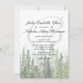 Waterverf dennen Bossen bos monogram bruiloft Kaart (Voorkant)