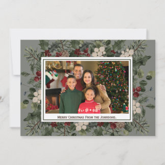 Waterverf Dennen & Hulst Foto Kerstkaart Kaart